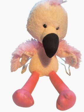 Pink Plush Flamingo Stuffed Animal Toy Long Legs Fluffy Wings Tropical 18 inch